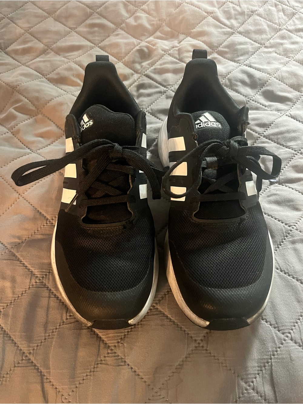 adidas Kids Black and White Athletic Sneakers with Lace Closure